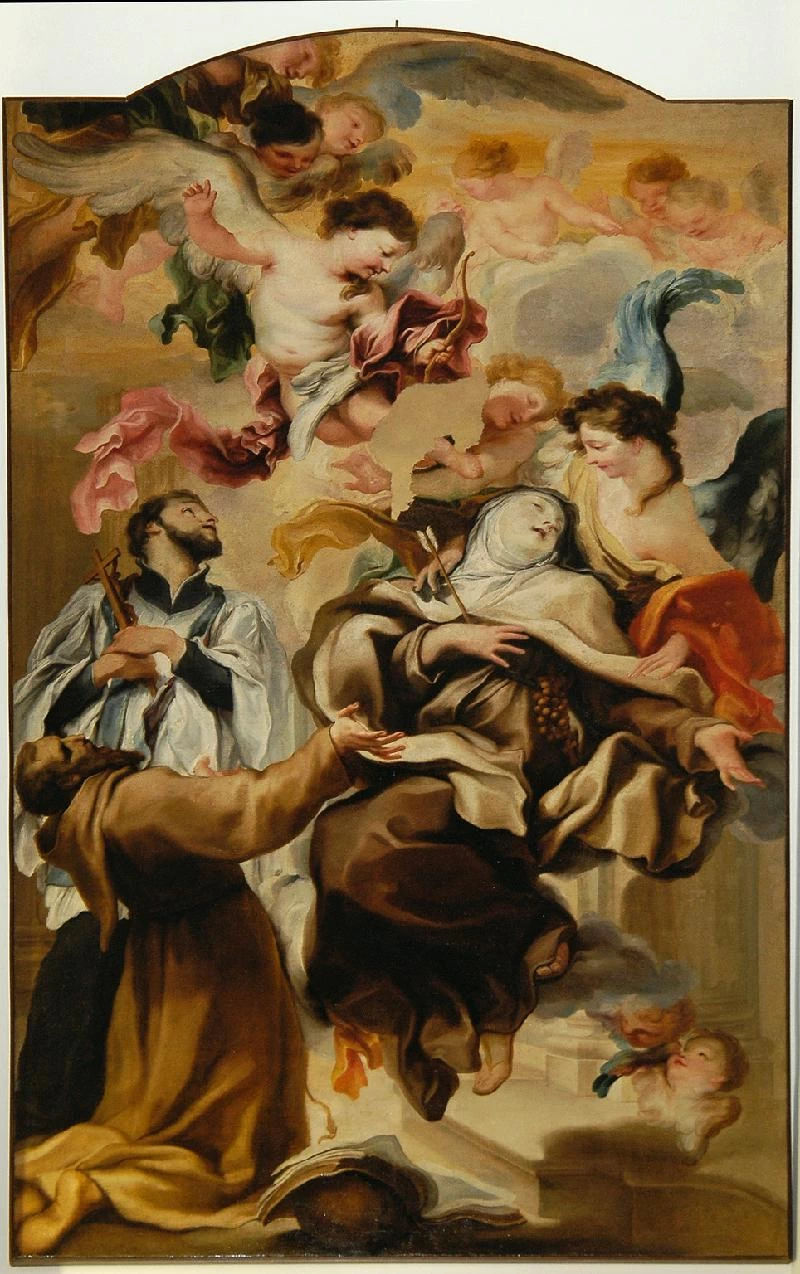 Santa Teresa d'Avila ha la visione dell'angelo, san Francesco Saverio e Francesco d'Assisi